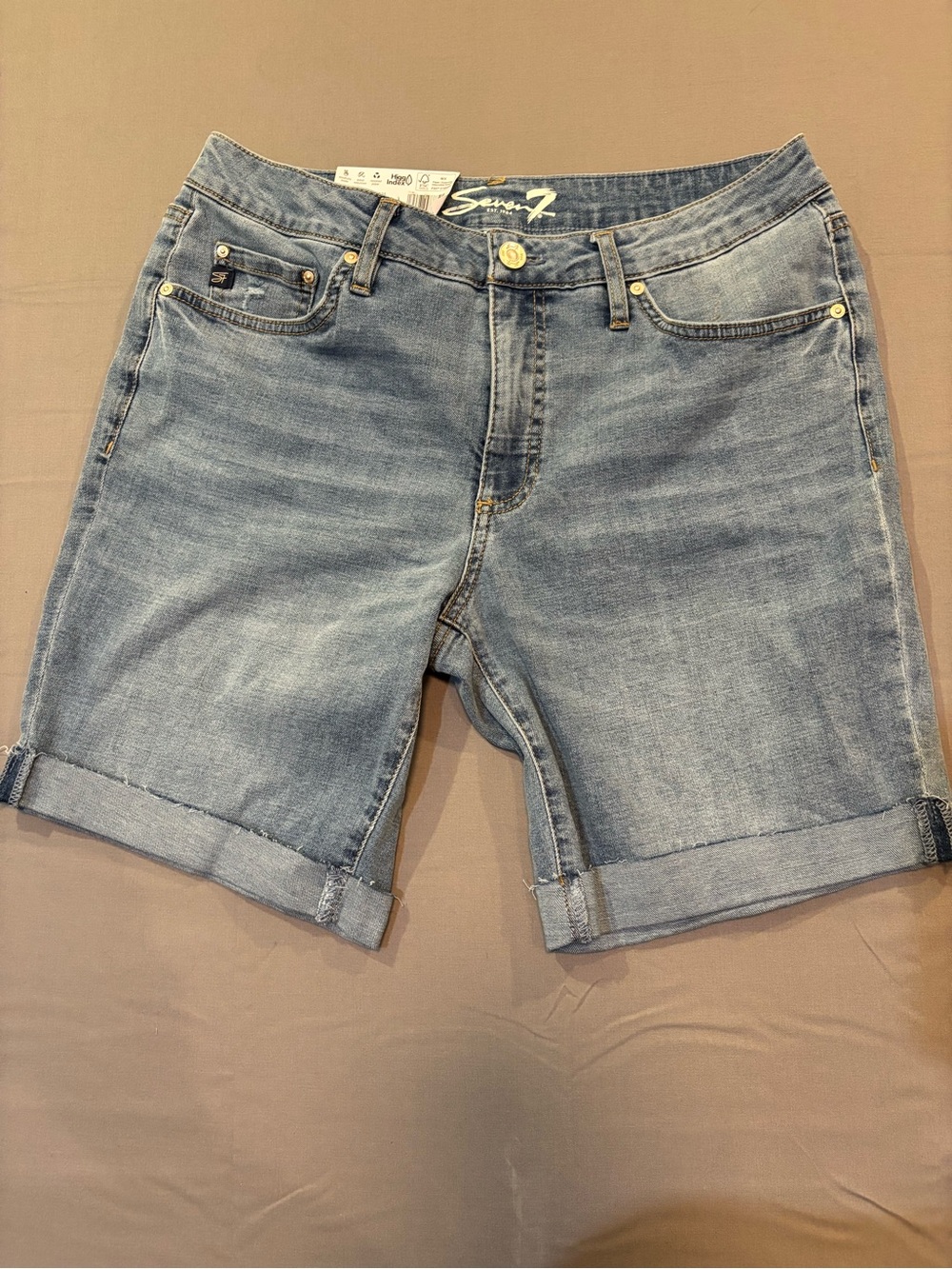 Seven7 Women's Denim Roll-Cuff Bermuda Shorts Size 10